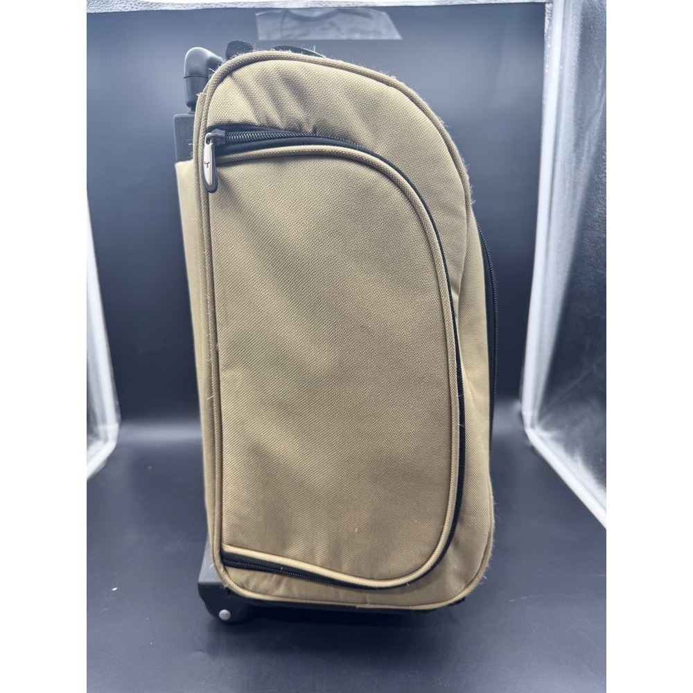 Travelon Wheeled Under Seat Carry-On Rolling Luggage Khaki Black Travel Bag - Picture 4 of 13